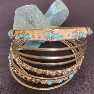 Silver-Tone Textured Bangle Set